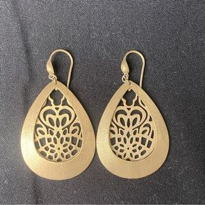 Gold Teardrop Cutout Dangle Earrings